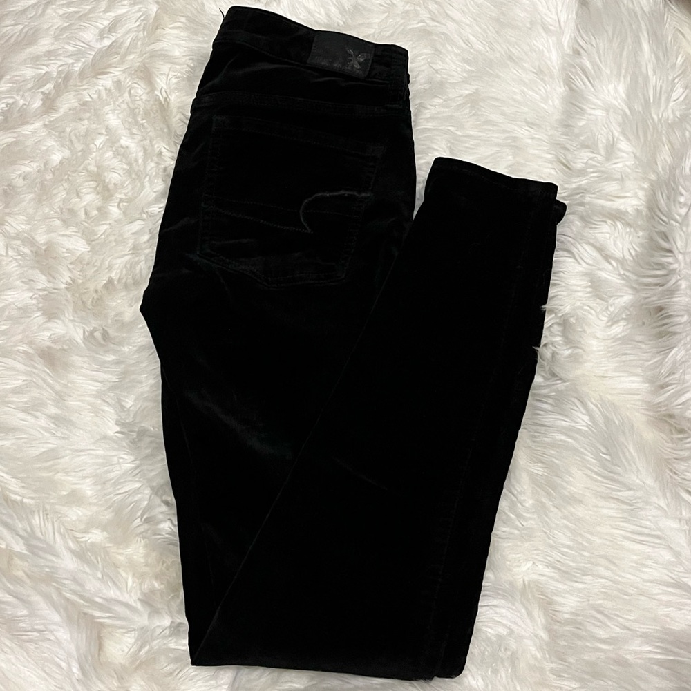American Eagle Black Velvet Jegging size 0